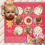 Digital scrapbooking layout by Michelle using Yummy Scrummy kit by lliella designs