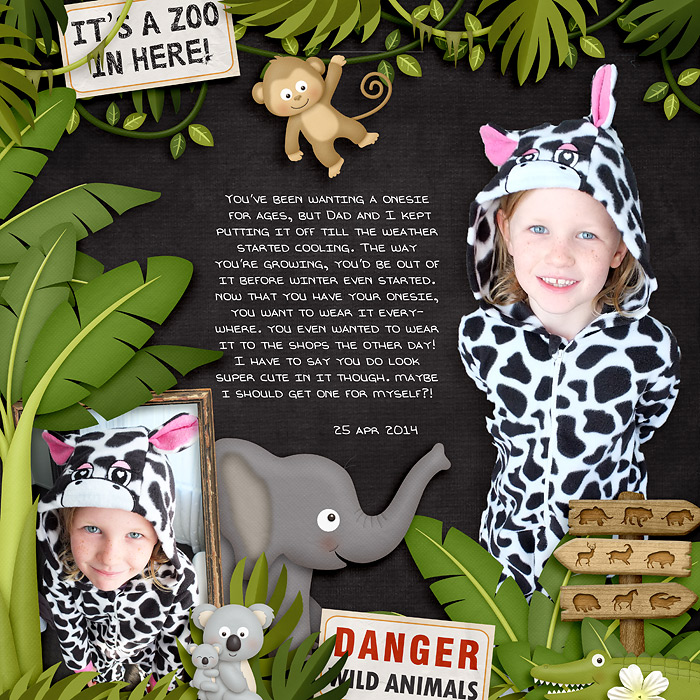 Digital scrapbooking layout by Jacinda using Zoo Adventures Kit by lliella designs