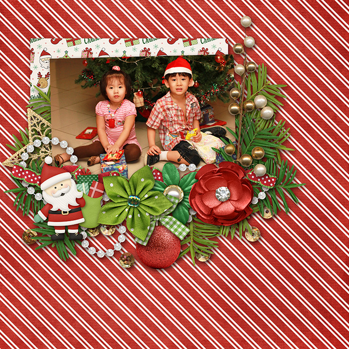 Digital scrapbooking layout by Allie using Santa is Coming to Town Kit by lliella designs