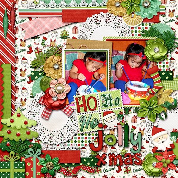 Digital scrapbooking layout by Edna using Santa is Coming to Town Kit by lliella designs