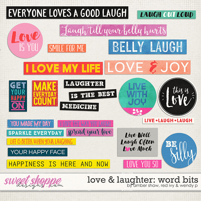 Love & Laughter word bits by Amber Shaw, Red Ivy & Wendyp Love & Laughter word bits by Amber Shaw, Red Ivy & Wendyp
