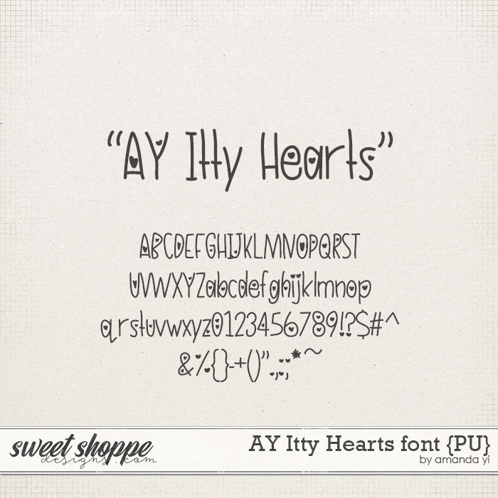 AY Itty Hearts font {PU} by Amanda Yi