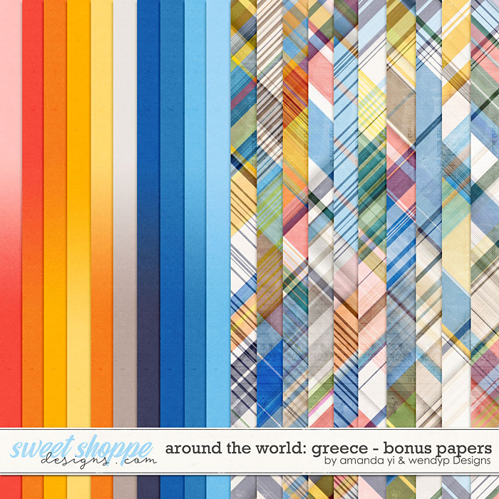 Around the world: Greece - Bonus Papers by Amanda Yi & WendyP Designs