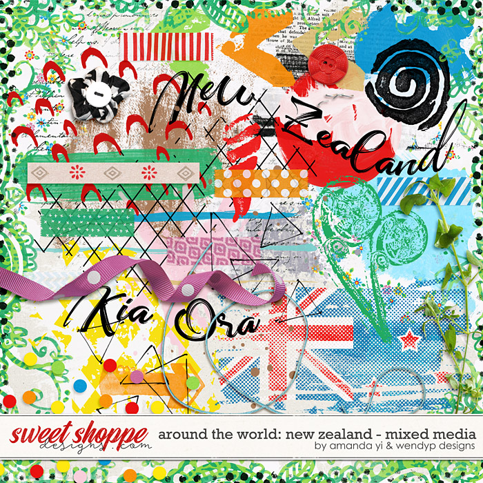 Around the world: New Zealand - Mixed Media by Amanda Yi & WendyP Designs