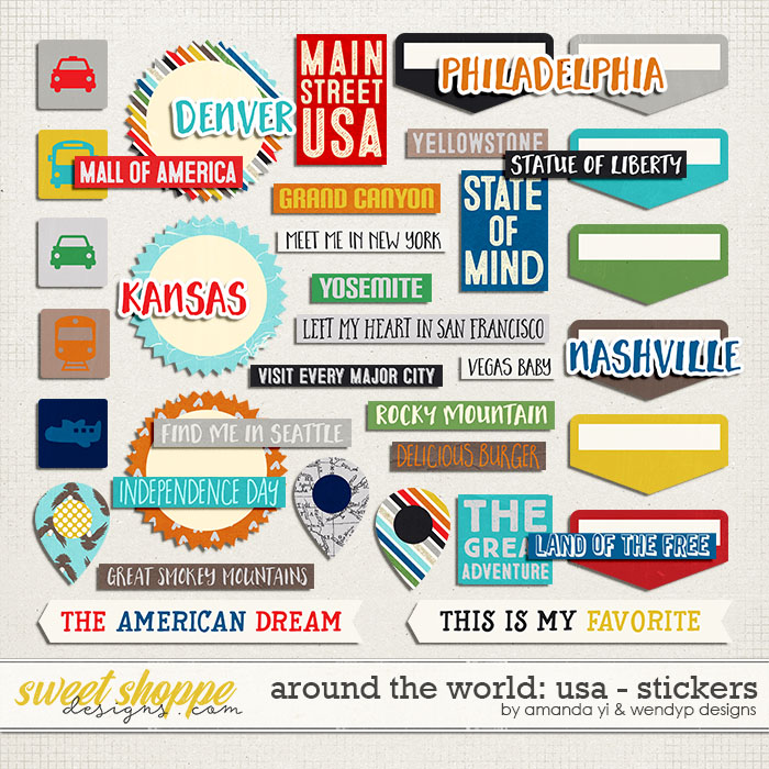 Around the world: USA - stickers by Amanda Yi and WendyP Designs