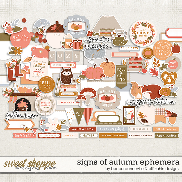 Signs of Autumn Ephemera by Becca Bonneville & Elif Sahin Designs