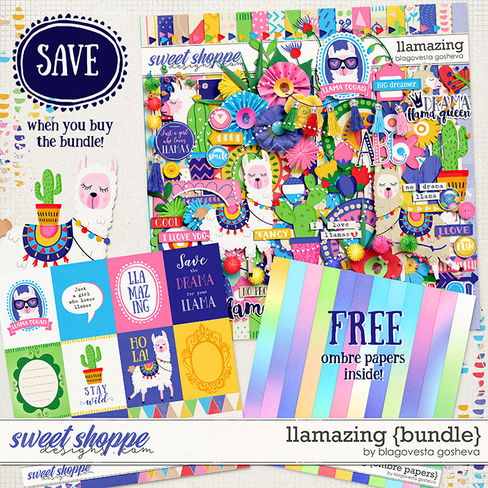 Llamazing {bundle} by Blagovesta Gosheva + FREE ombre papers