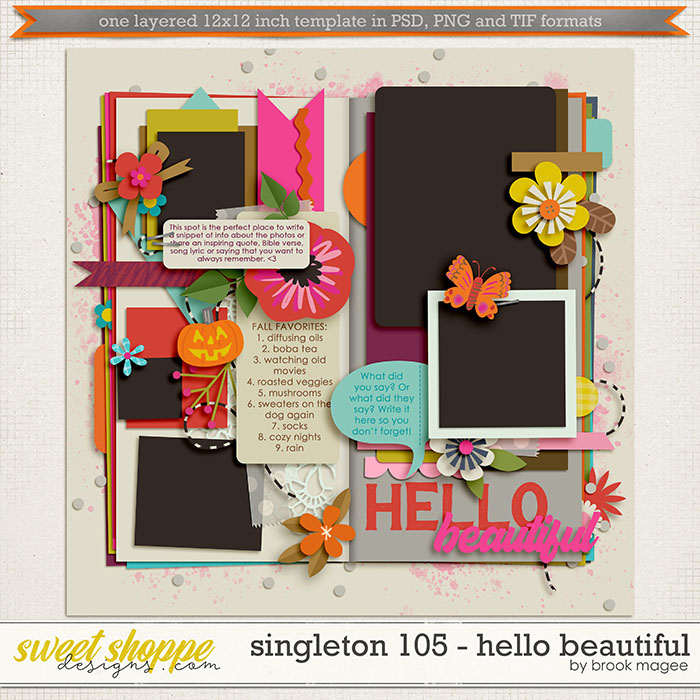 Brook's Templates - Singleton 105 - Hello Beautiful by Brook Magee