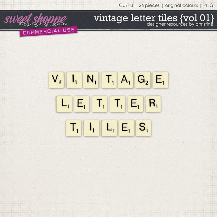 Vintage Letter Tiles {Vol 01} by Christine Mortimer