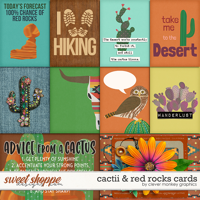 Cactii & Red Rocks Cards by Clever Monkey Graphics 