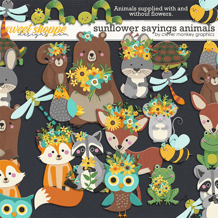Sunflower Sayings Animals by Clever Monkey Graphics