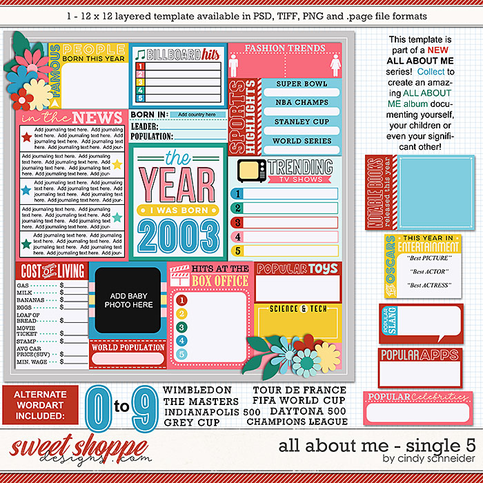 Cindy's Layered Templates - All About Me: Single 5 by Cindy Schneider