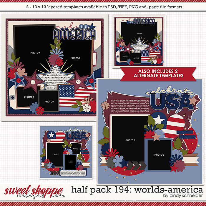 Cindy's Layered Templates - Half Pack 194: Worlds-America by Cindy Schneider