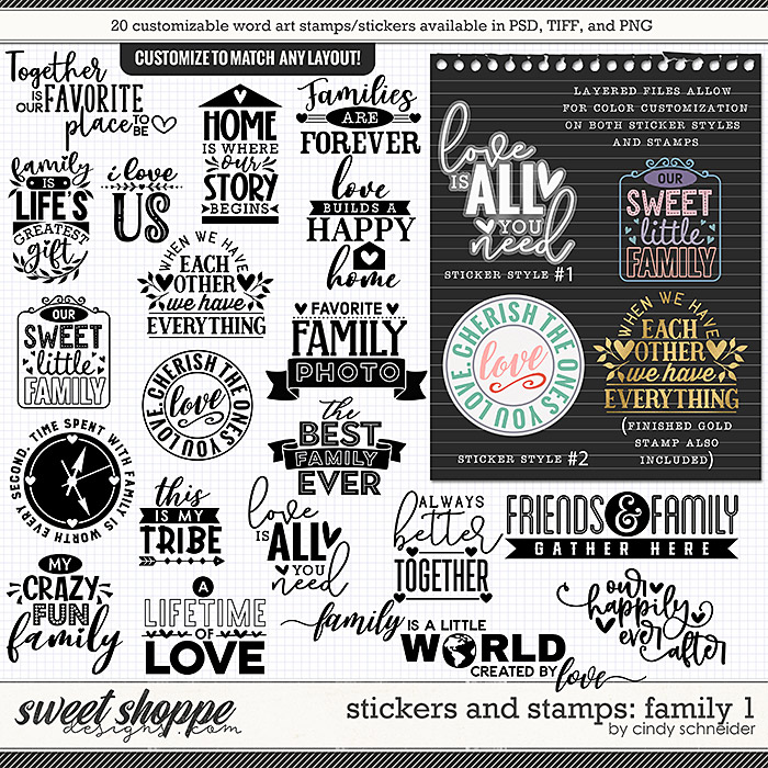 Cindy's Layered Stickers and Stamps: Family 1 by Cindy Schneider
