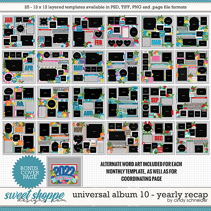 Cindy's Layered Templates - Universal Album 10: Yearly Recap by Cindy Schneider