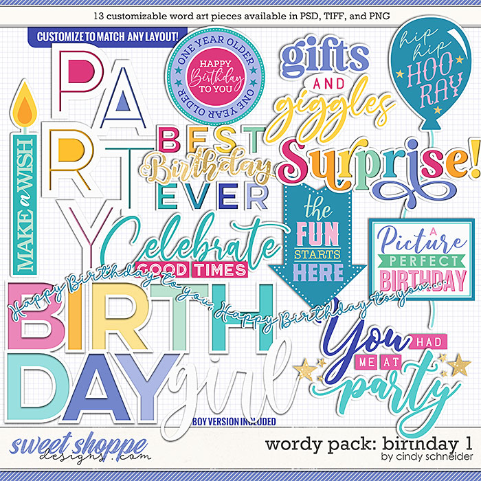 Cindy's Wordy Pack: Birthday 1 by Cindy Schneider