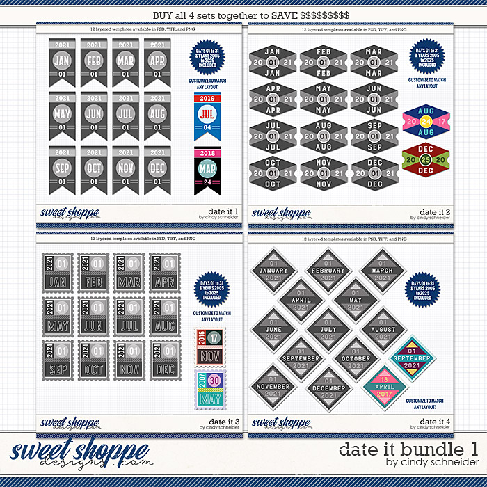 Cindy's Layered Templates - Date It Bundle 1 by Cindy Schneider