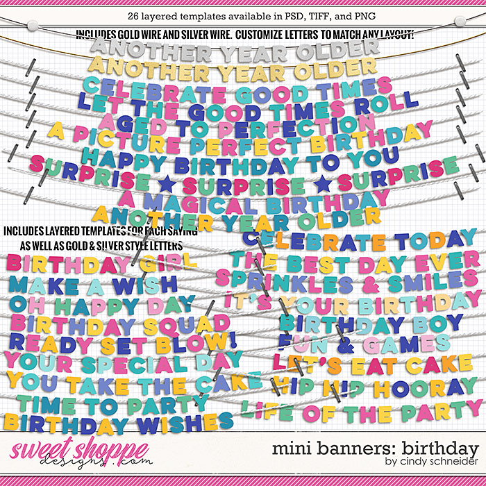 Cindy's Layered Templates - Mini Banners: Birthday by Cindy Schneider Cindy's Layered Templates - Mini Banners: Birthday by Cindy Schneider