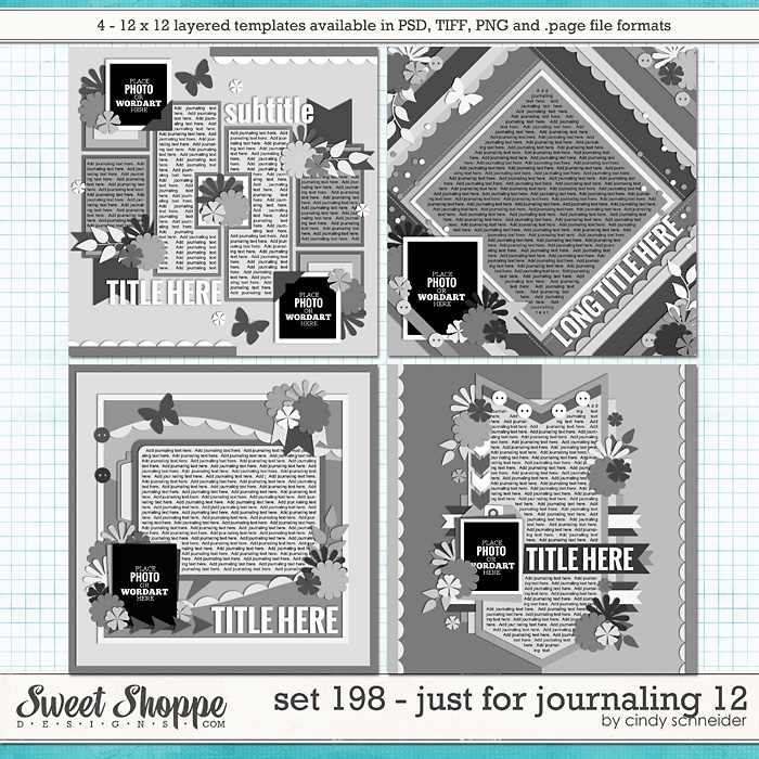 Cindy's Layered templates - Set 198: Just for Journaling 12 by Cindy Schneider