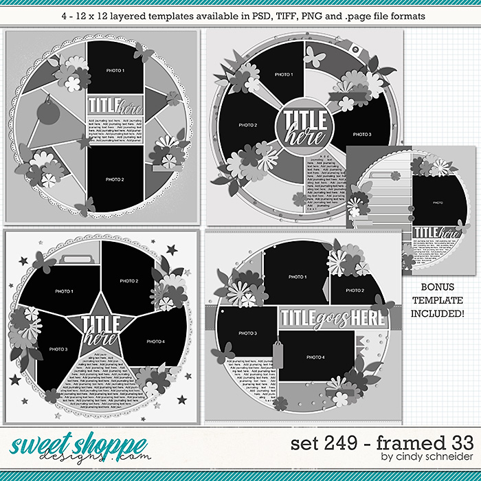 Cindy's Layered Templates - Set 249: Framed 33 by Cindy Schneider +BONUS!