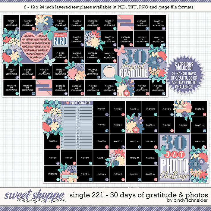 Cindy's Layered Templates - Single 221: 30 days of Gratitude & Photos by Cindy Schneider Cindy's Layered Templates - Single 221: 30 days of Gratitude & Photos by Cindy Schneider