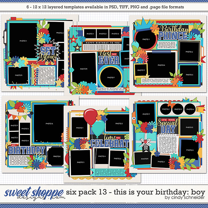 Cindy's Layered Templates - Six Pack 13: This is Your Birthday - Boy by Cindy Schneider