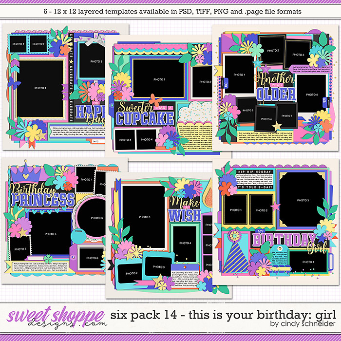 Cindy's Layered Templates - Six Pack 14: This is Your Birthday - Girl by Cindy Schneider