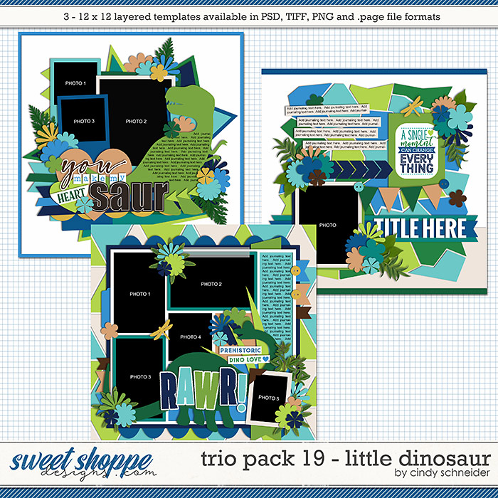Cindy's Layered Templates - Trio Pack 19: Little Dinosaur by Cindy Schneider