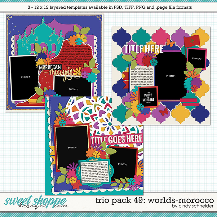 Cindy's Layered Templates - Trio Pack 49: Worlds-Morocco by Cindy Schneider