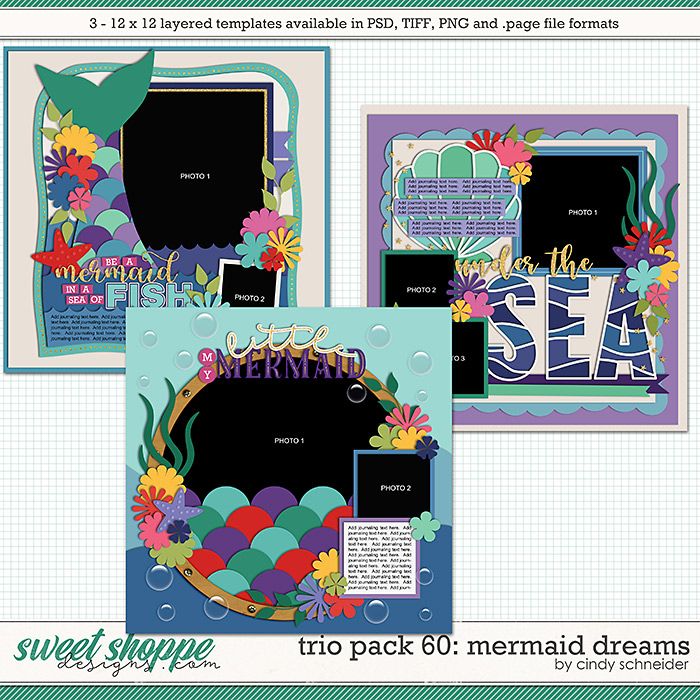 Cindy's Layered Templates - Trio Pack 60: Mermaid Dreams by Cindy Schneider