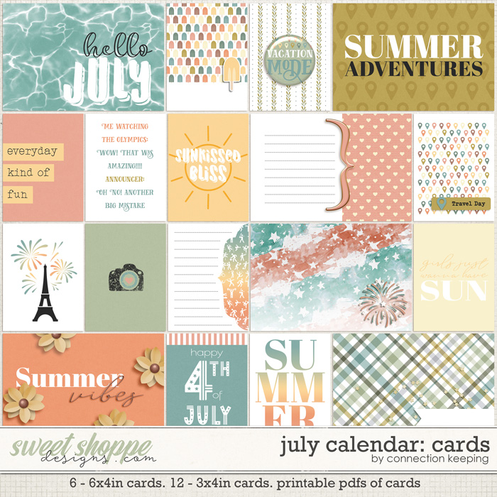July Calendar Journal Cards by Connection Keeping