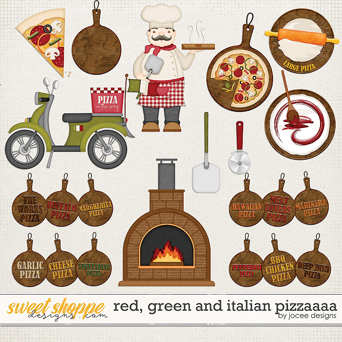 Red, Green and Italian Pizzaaa by JoCee Designs
