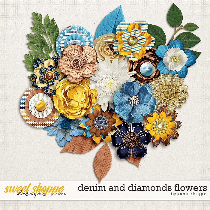Denim and Diamonds Flowers by JoCee Designs