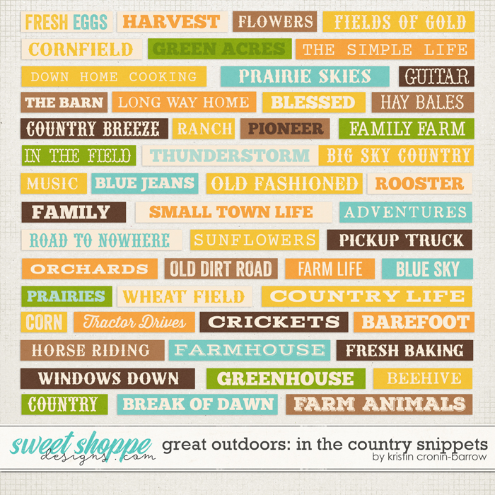 Great Outdoors: In the Country Snippets by Kristin Cronin-Barrow Great Outdoors: In the Country Snippets by Kristin Cronin-Barrow