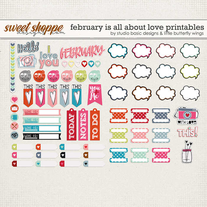 February Is All About Love Printables by Studio Basic and Little Butterfly Wings