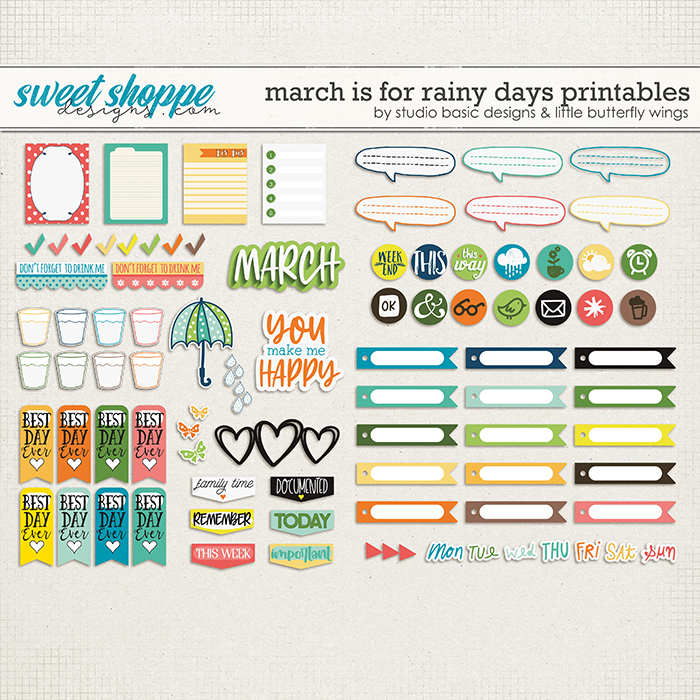 March Is For Rainy Days Printables by Studio Basic & Little Butterfly Wings