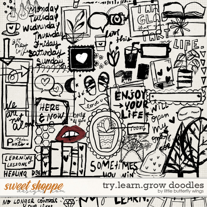 Try.Learn.Grow doodles by Little Butterfly Wings