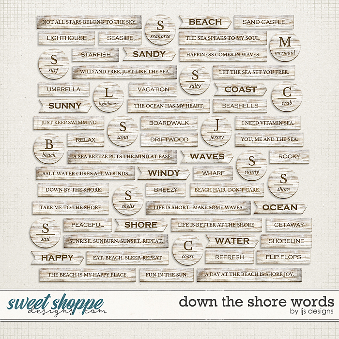 Down The Shore Words by LJS Designs  