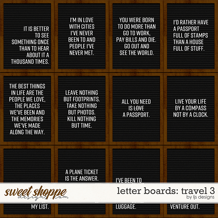 Letter Boards - Travel 3 by LJS Designs