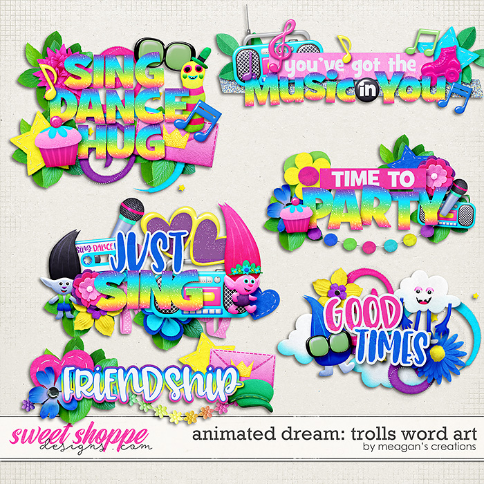Animated Dream: Trolls Word Art by Meagan's Creations