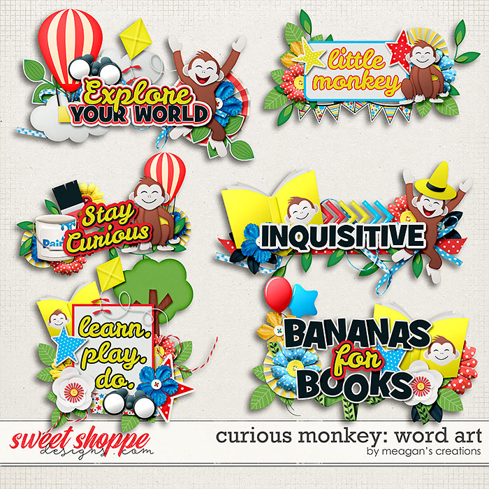 Curious Monkey: Word Art by Meagan's Creations