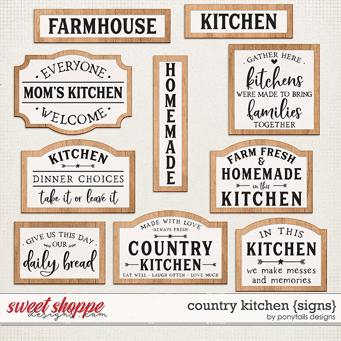 Country Kitchen Signs by Ponytails