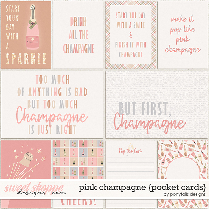 Pink Champagne Pocket Cards by Ponytails