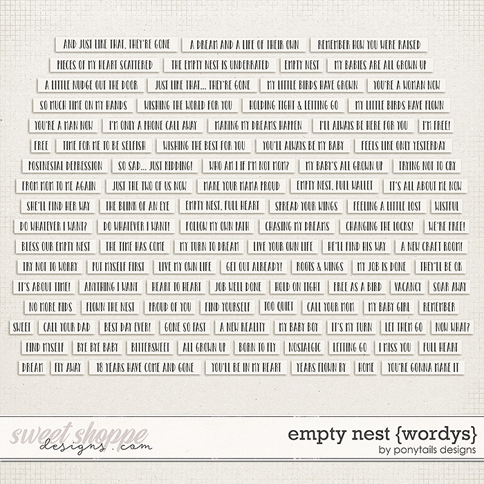Empty Nest Wordys by Ponytails