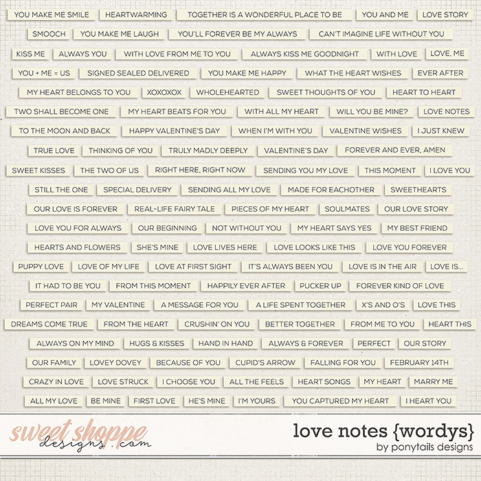 Love Notes Wordys by Ponytails