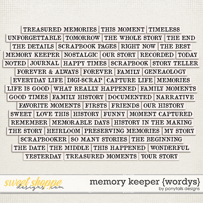 Memory Keeper Wordys by Ponytails 