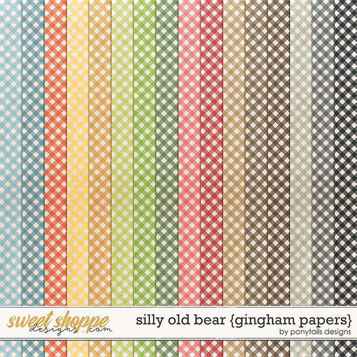 Silly Old Bear Gingham Papers by Ponytails