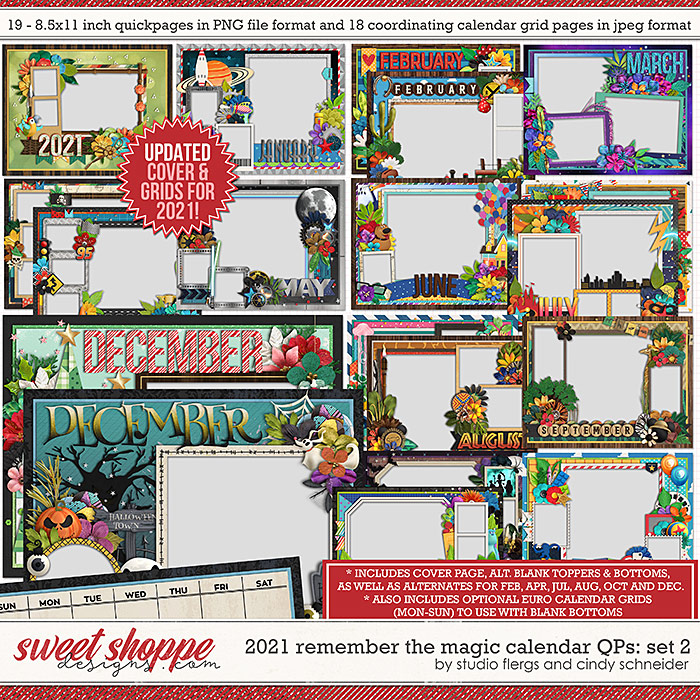 2021 Remember the Magic Calendar Quickpages: Set 2 (Updated) by Cindy Schneider and Studio Flergs