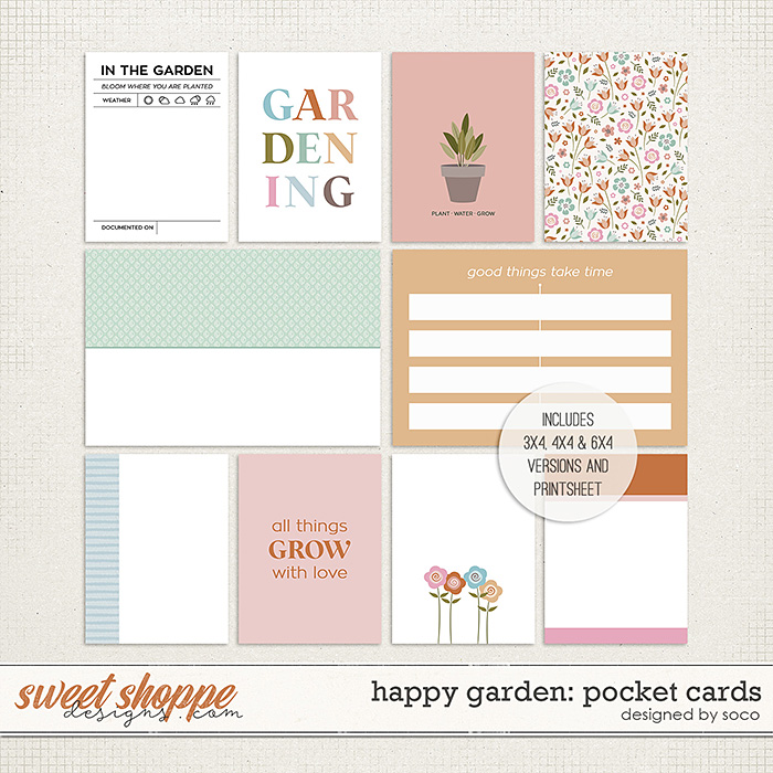 Happy Garden: Pocket Cards | Designed by Soco
