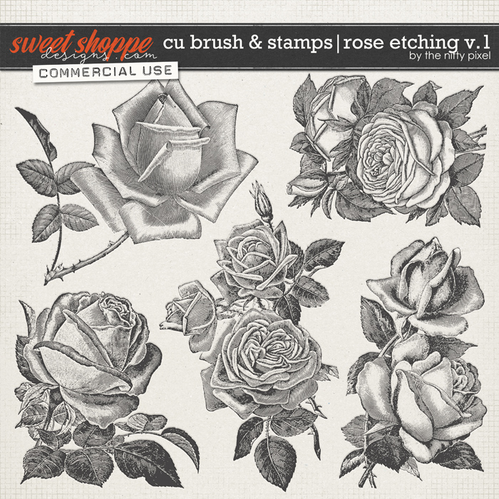 CU BRUSH & STAMPS | ROSE ETCHINGS V.1 by The Nifty Pixel